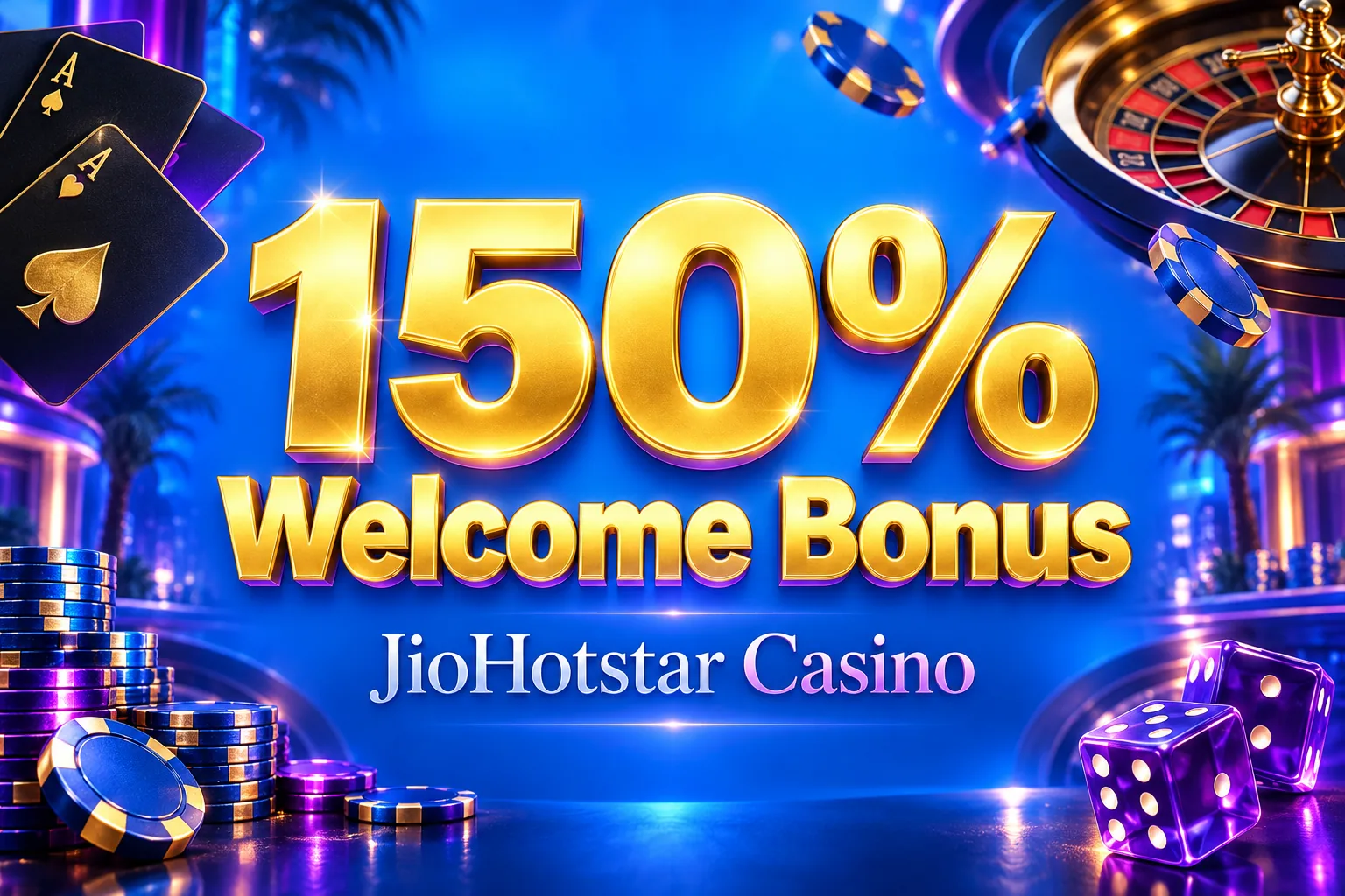 JioHotstar Casino welcome offer, 150% to ₹30,000 with 150 free spins